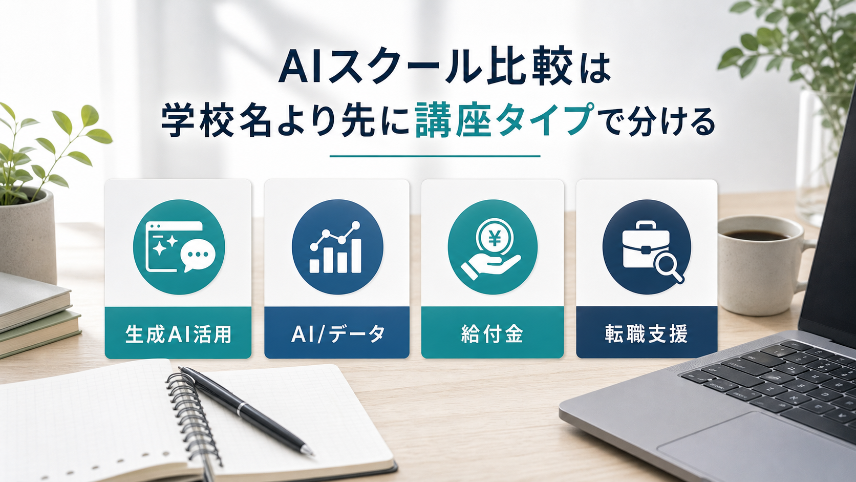 AIスクール比較は学校名より講座タイプが先｜生成AI活用・データサイエンス・転職一体型の見分け方