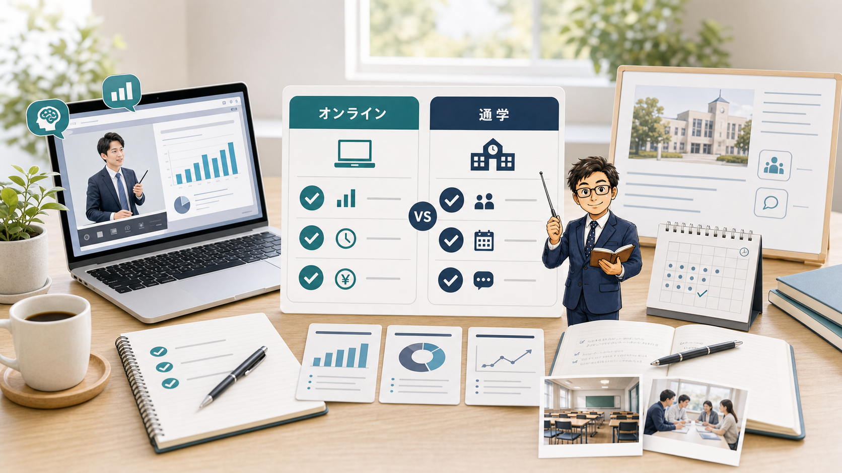 AIスクール・オンラインvs通学の違いと選び方｜働きながら学ぶ人への判断基準