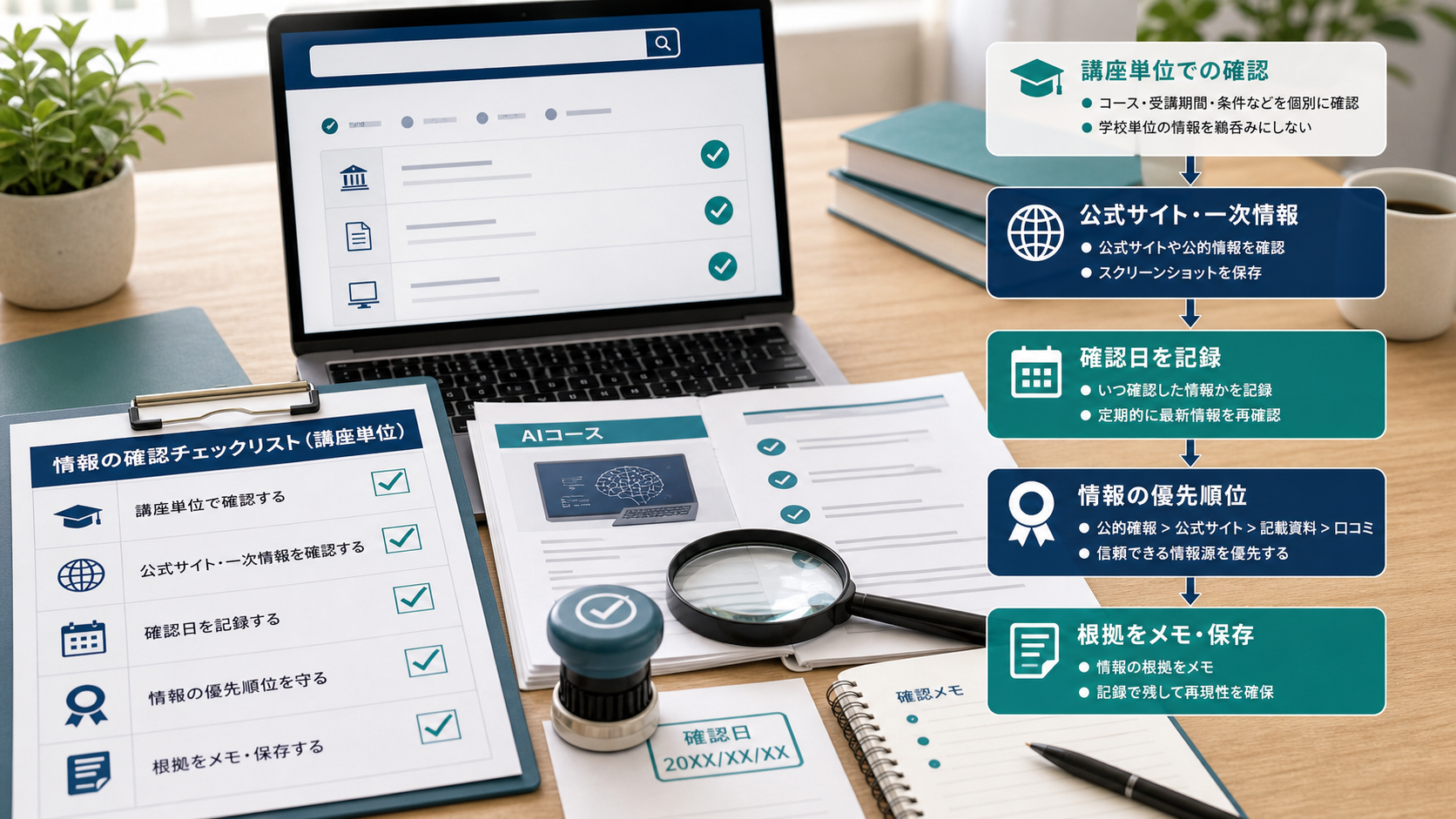 このサイトがAIスクールの給付金情報をどう調べているか｜講座単位確認・確認日・公式URLの見方